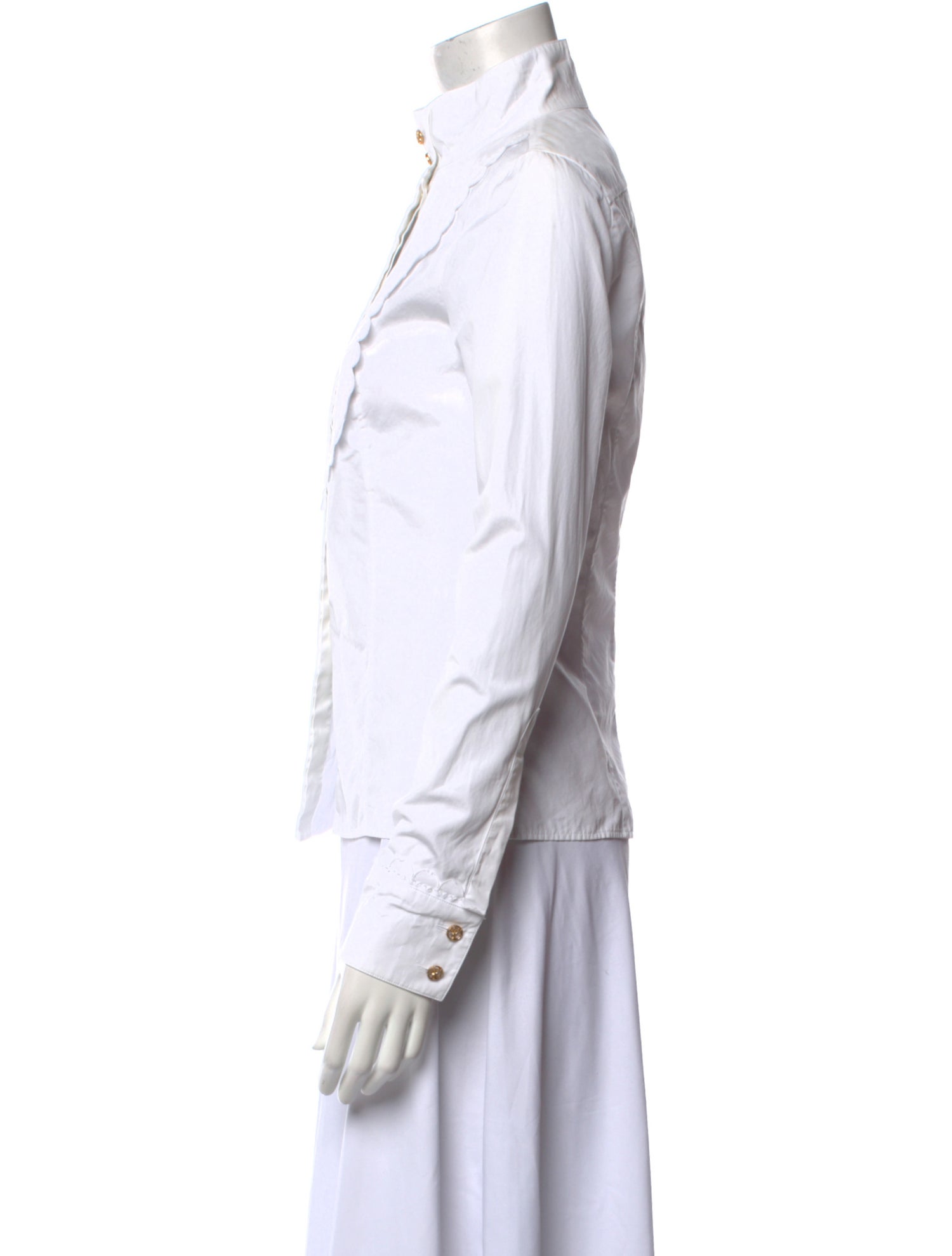 Chanel 2015 Mock Neck Button-Up Top