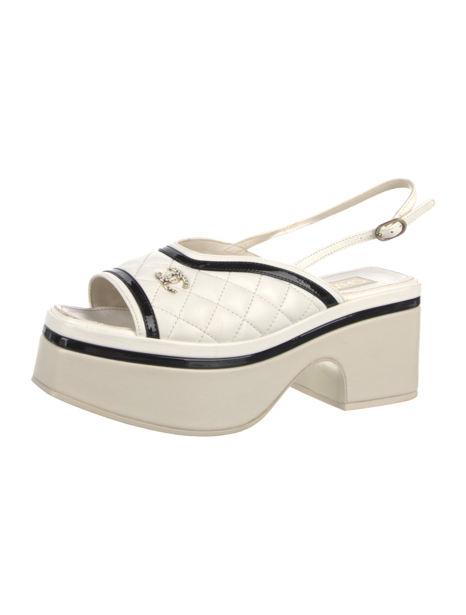 Chanel 2023 Interlocking CC Logo Slingback Sandals