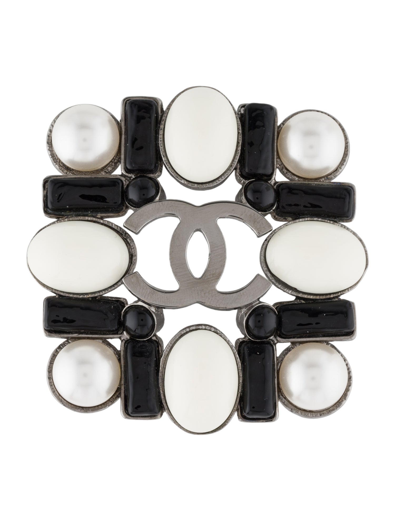 Chanel Faux Pearl & Resin CC Brooch