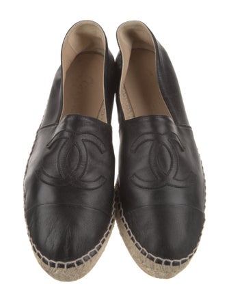 Chanel Interlocking CC Logo Leather Espadrilles