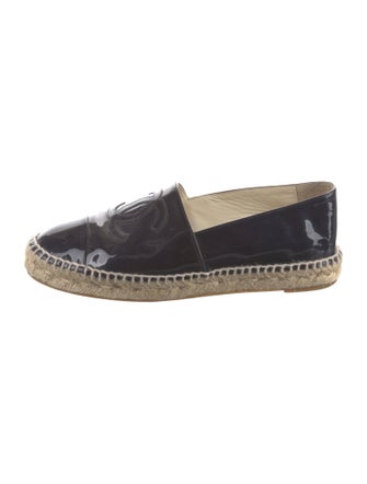 Chanel Interlocking CC Logo Patent Leather Espadrilles