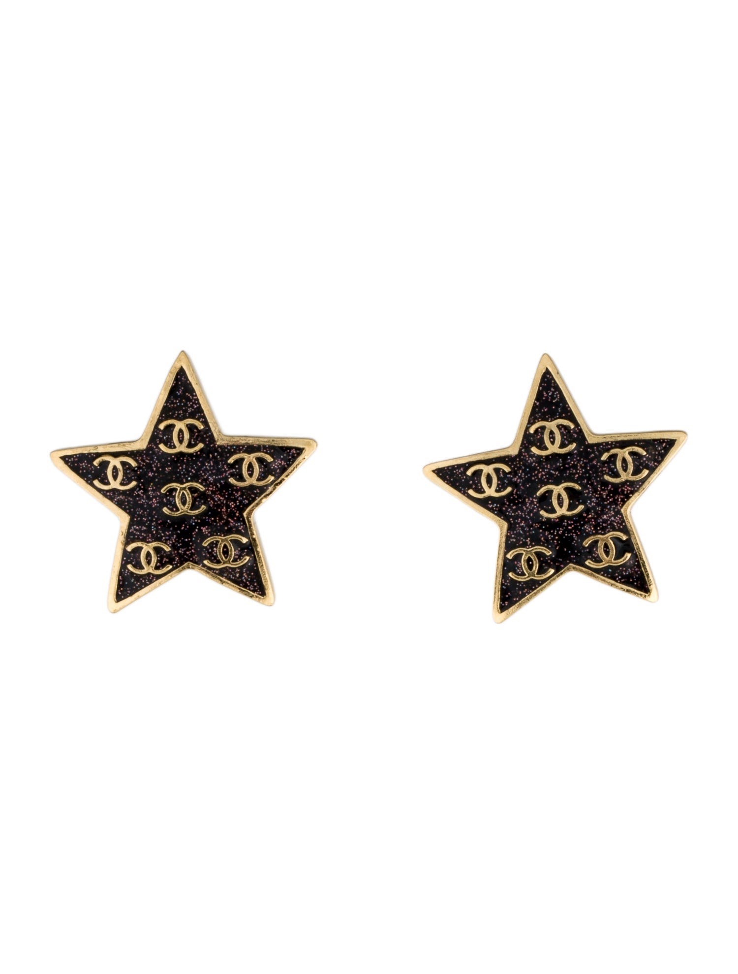 Chanel 2024 Enamel CC Star Stud Earrings