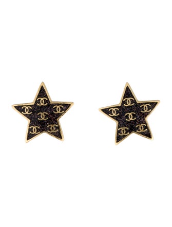 Chanel 2024 Enamel CC Star Stud Earrings