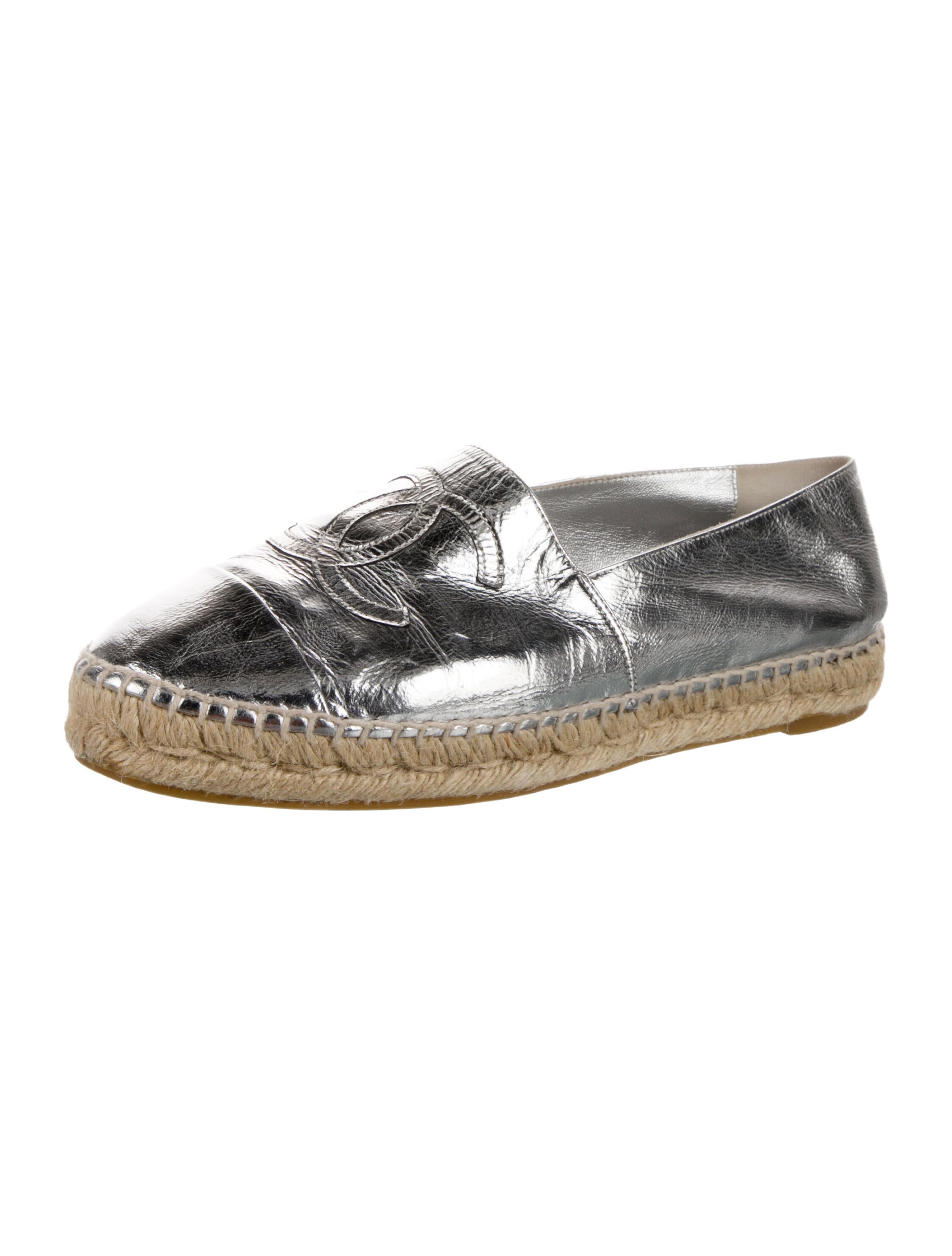 Chanel Interlocking CC Logo Leather Espadrilles
