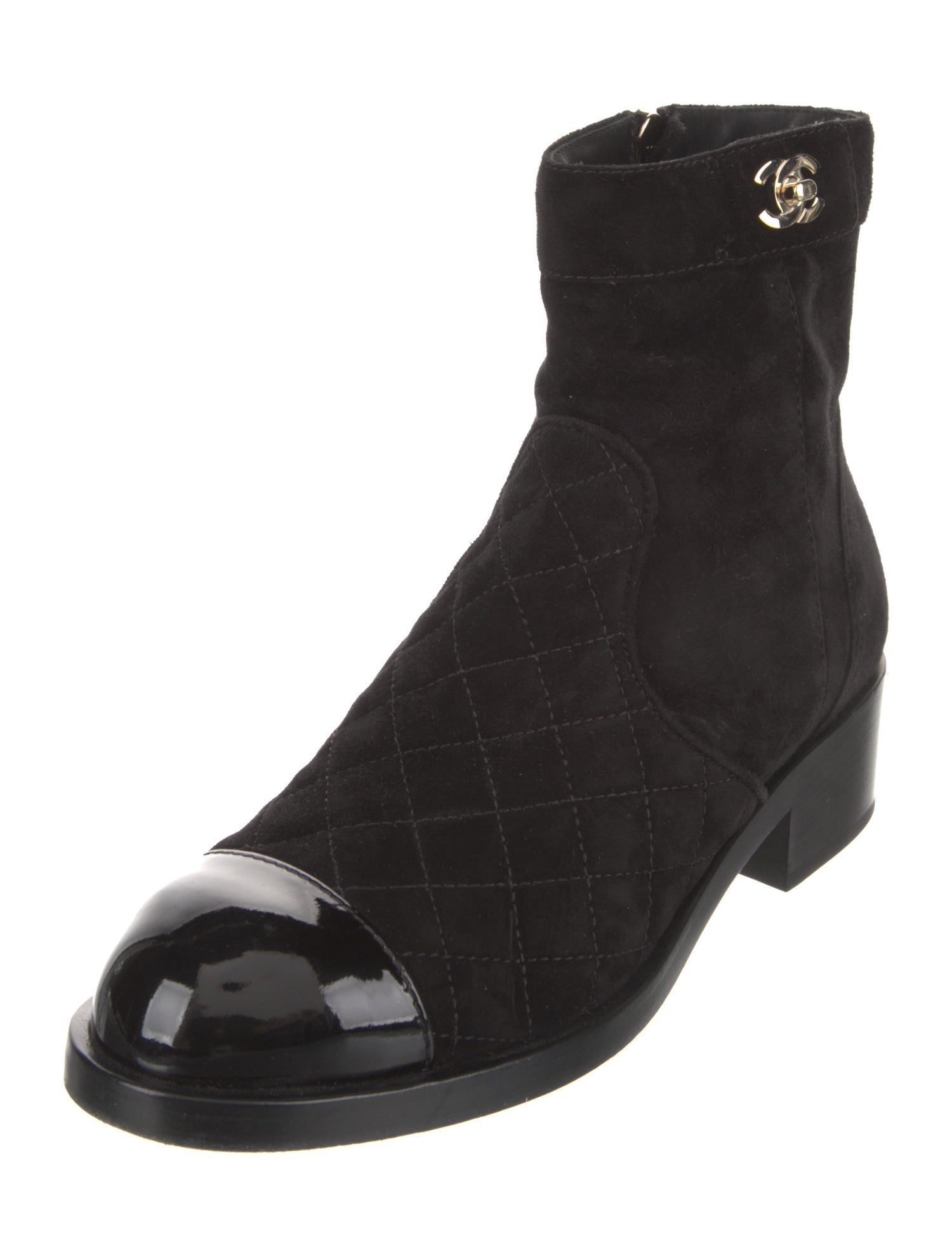 Chanel Interlocking CC Logo Suede Boots