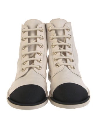 Chanel 2021 Interlocking CC Logo Lace-Up Boots