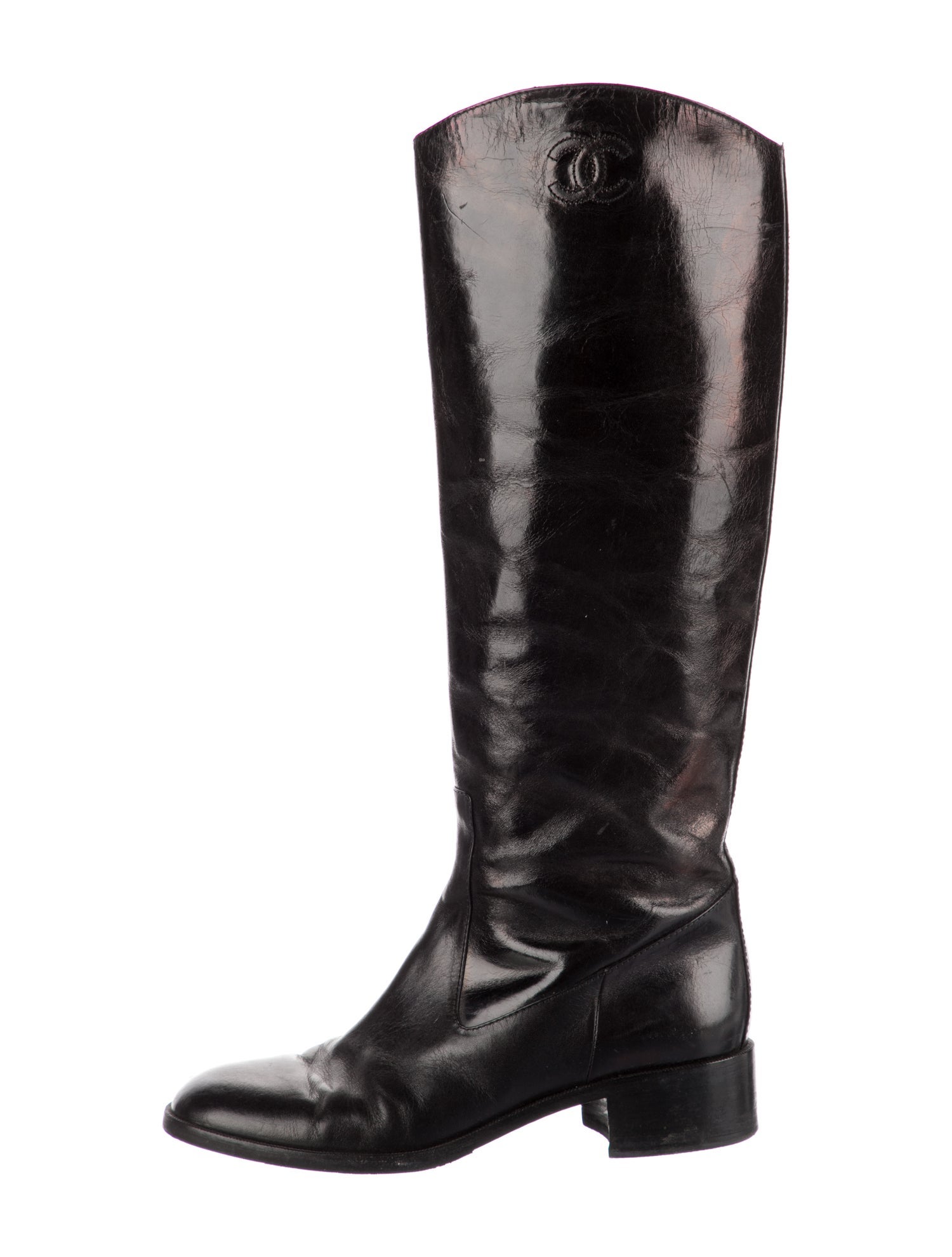 Chanel Interlocking CC Logo Calfskin Riding Boots