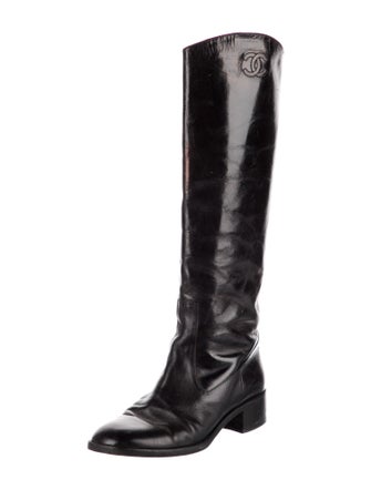Chanel Interlocking CC Logo Calfskin Riding Boots