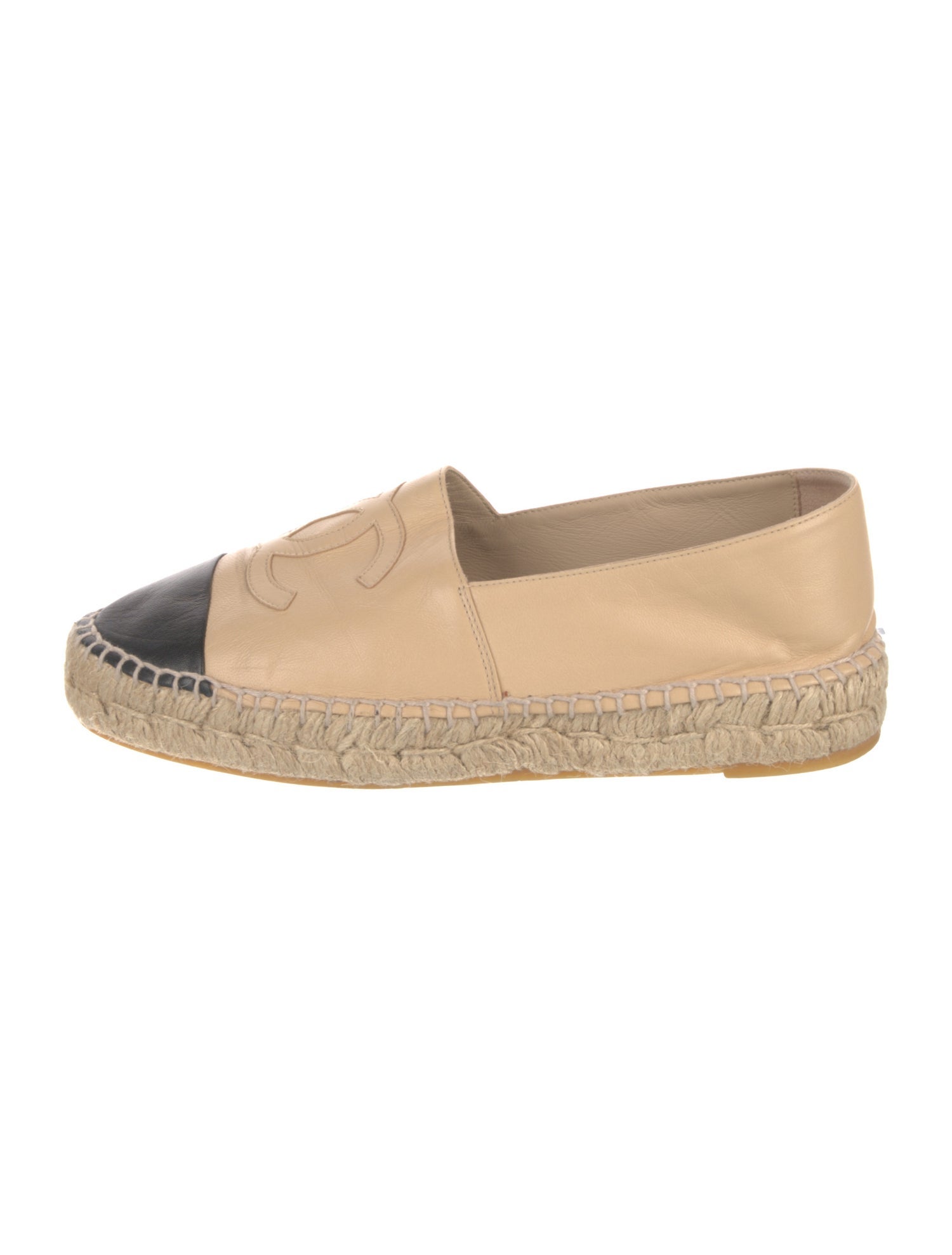 Chanel Interlocking CC Logo Leather Espadrilles