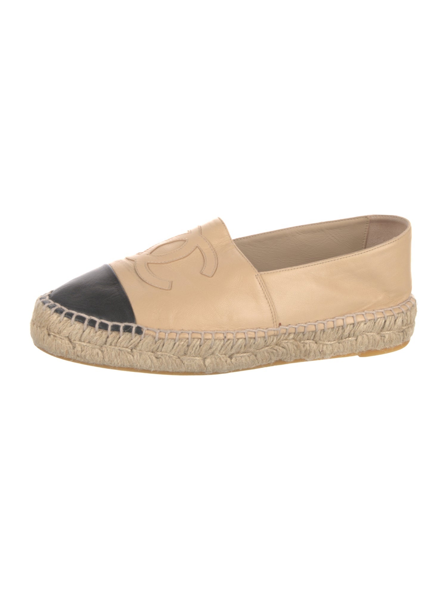 Chanel Interlocking CC Logo Leather Espadrilles