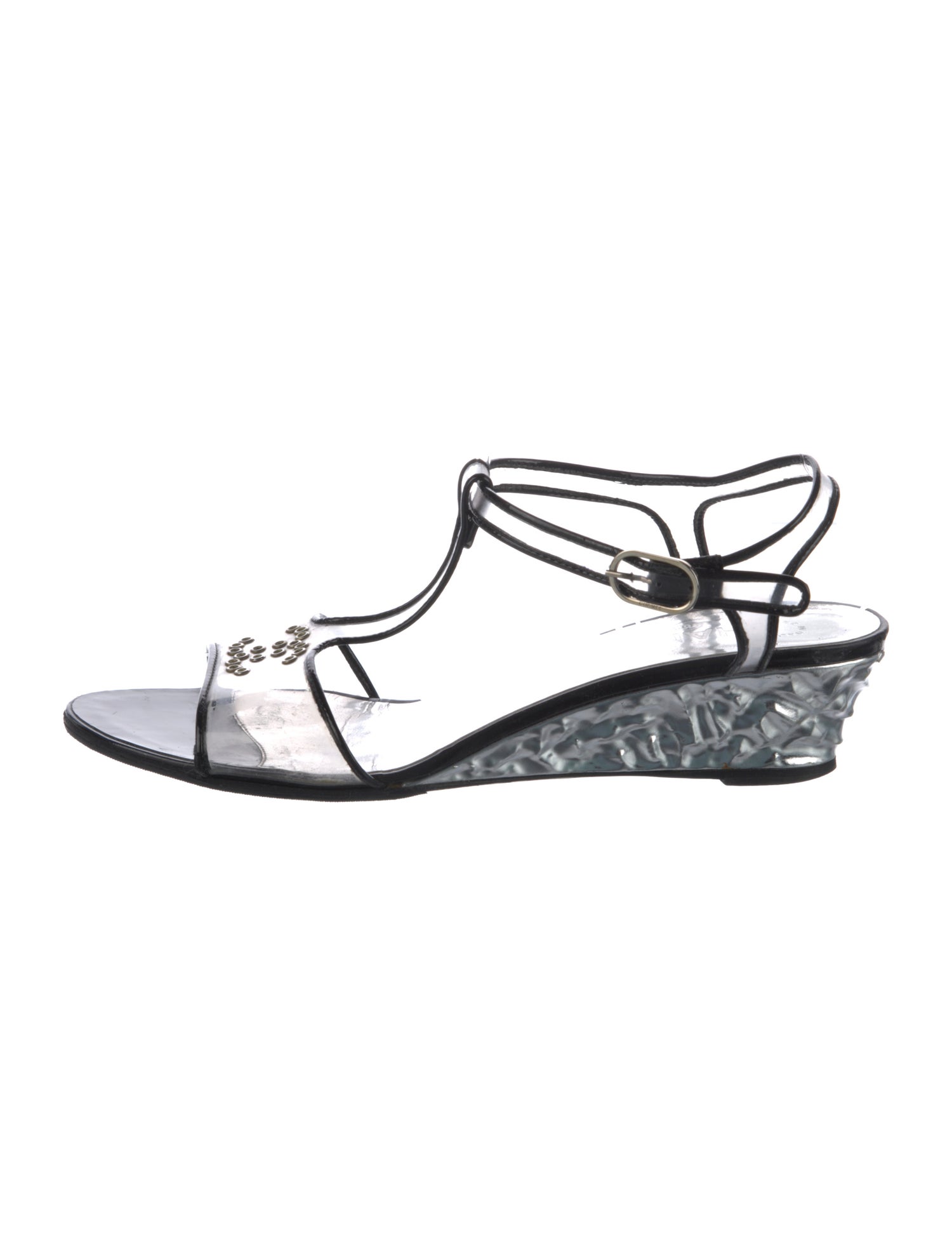 Chanel Interlocking CC Logo PVC T-Strap Sandals