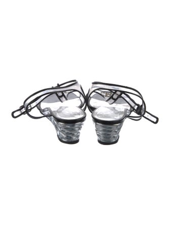 Chanel Interlocking CC Logo PVC T-Strap Sandals