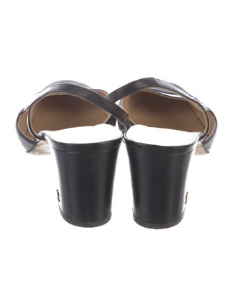 Chanel Interlocking CC Logo Goat Leather Slingback Pumps