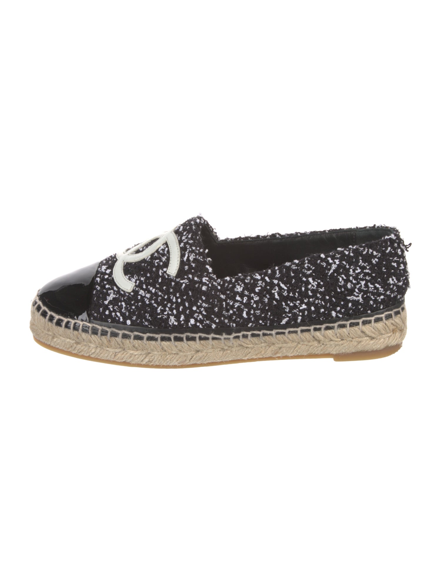 Chanel Interlocking CC Logo Tweed Espadrilles
