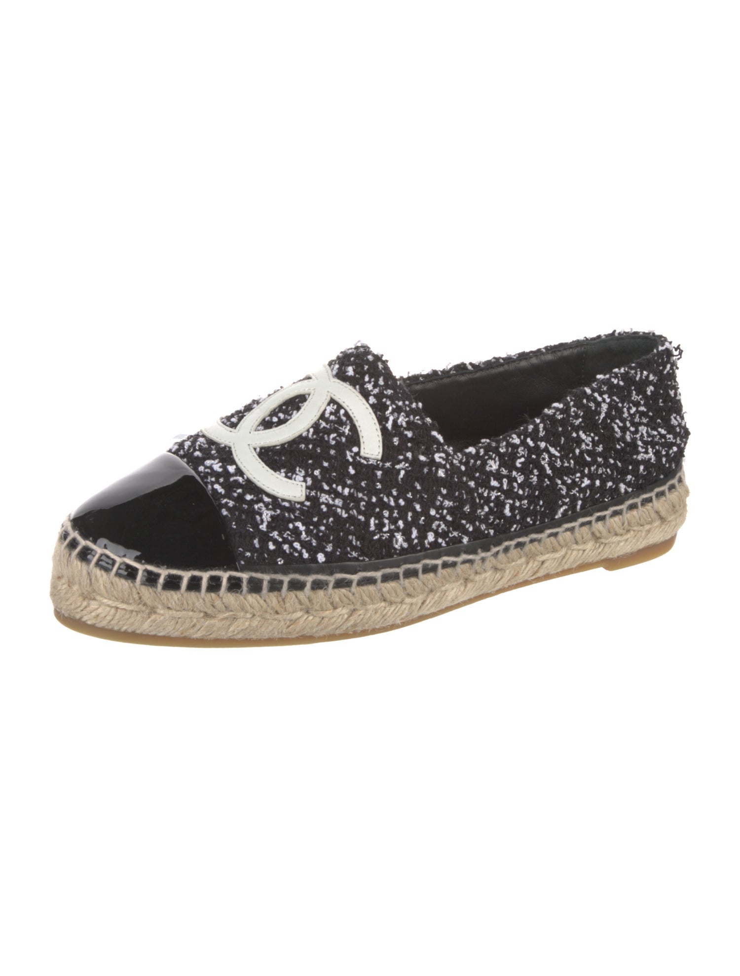 Chanel Interlocking CC Logo Tweed Espadrilles