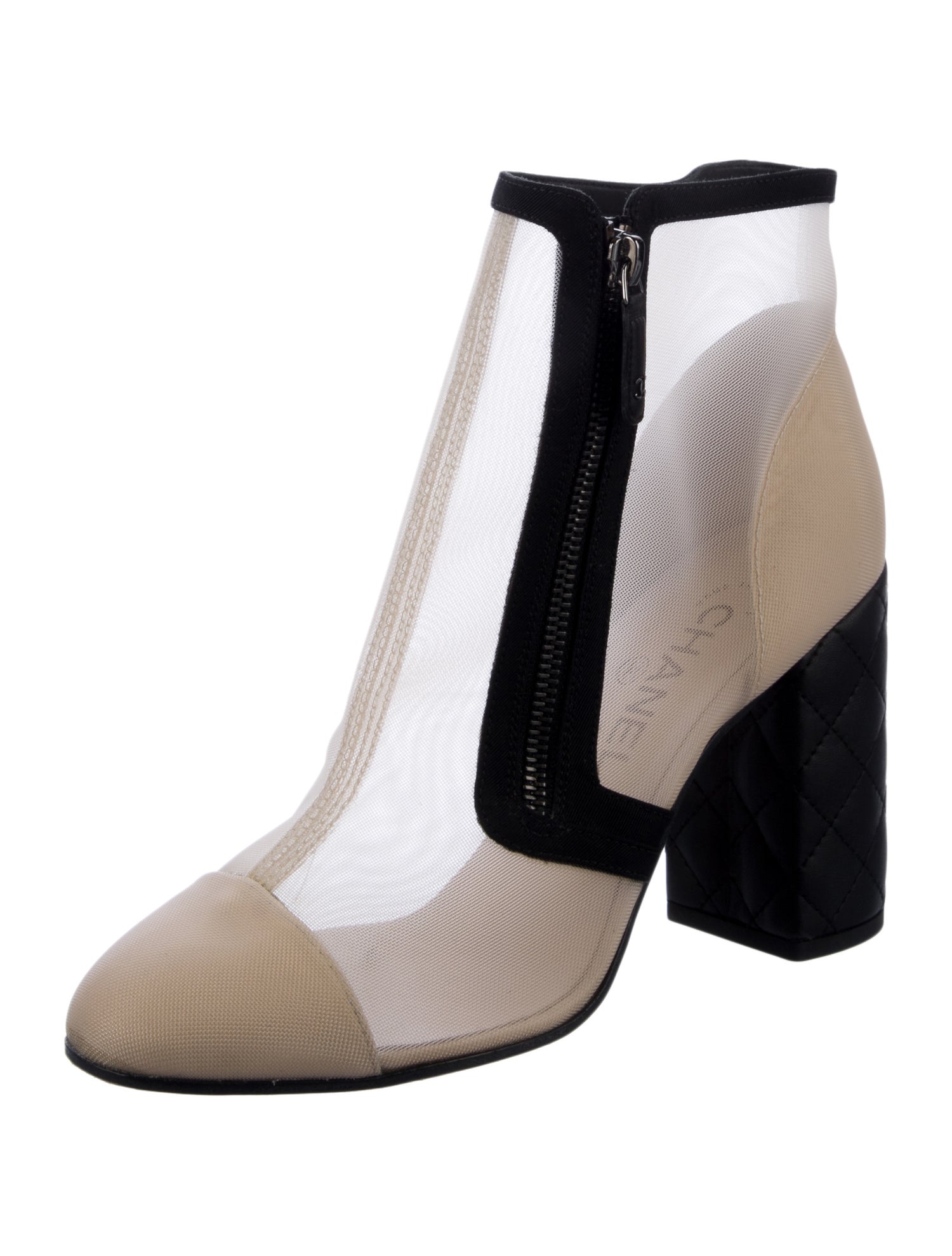 Chanel Interlocking CC Logo Mesh Boots