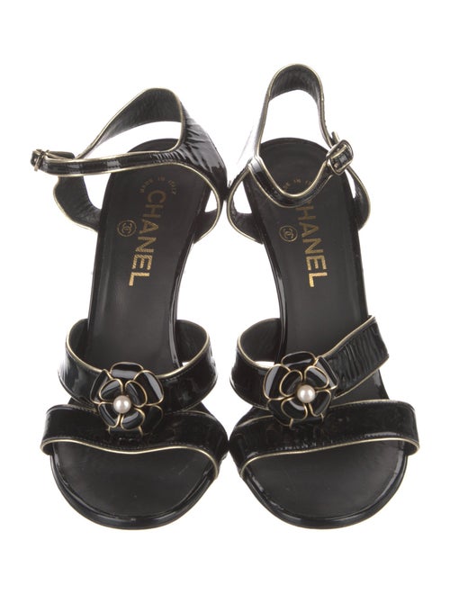 Chanel Interlocking CC Logo Patent Leather Sandals