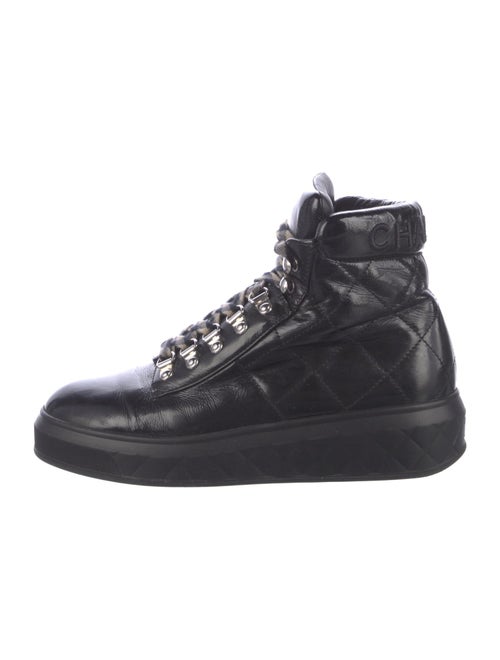 Chanel Interlocking CC Logo Patent Leather Combat Boots