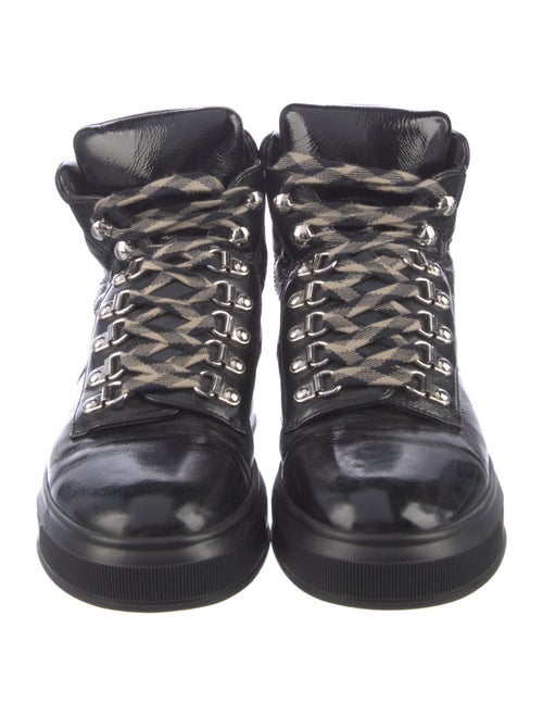 Chanel Interlocking CC Logo Patent Leather Combat Boots
