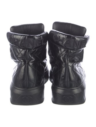 Chanel Interlocking CC Logo Patent Leather Combat Boots