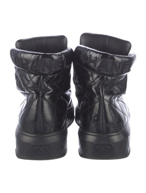 Chanel Interlocking CC Logo Patent Leather Combat Boots