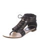 Chanel Interlocking CC Logo Leather T-Strap Sandals