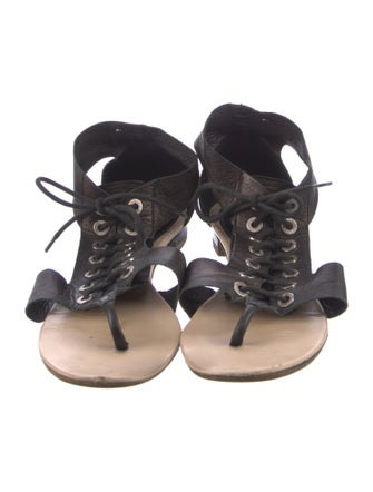 Chanel Interlocking CC Logo Leather T-Strap Sandals