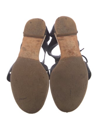 Chanel Interlocking CC Logo Leather T-Strap Sandals