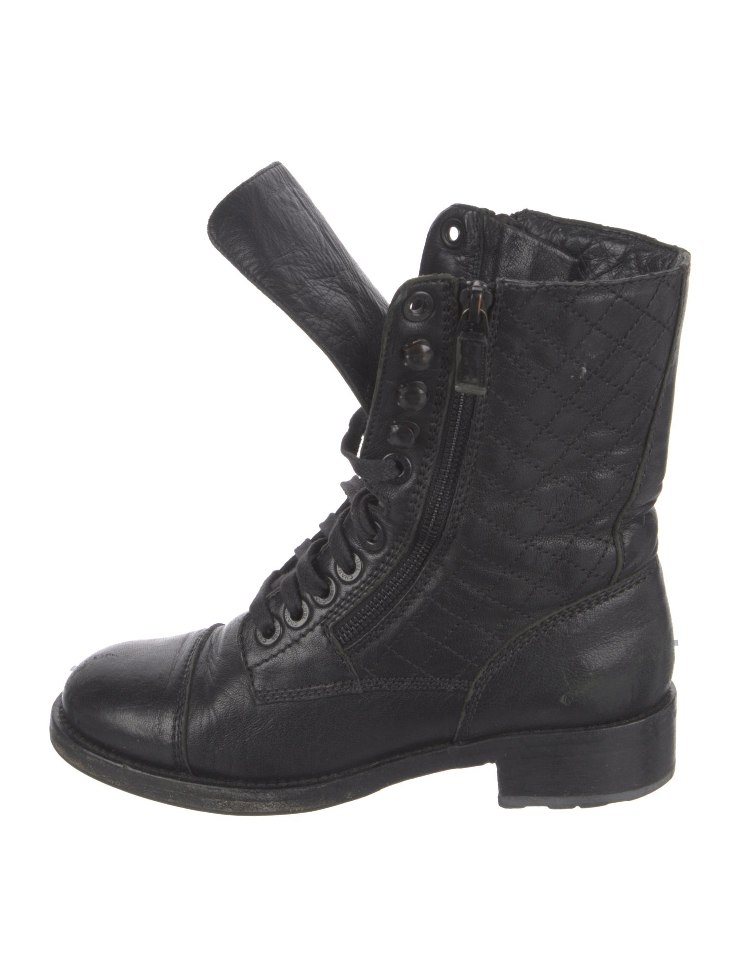 Chanel 2015 Interlocking CC Logo Combat Boots
