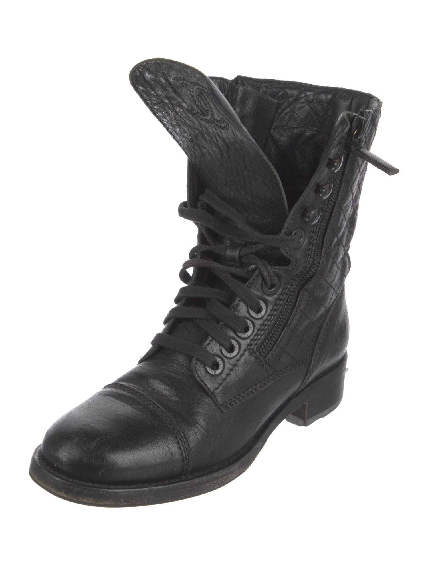 Chanel 2015 Interlocking CC Logo Combat Boots