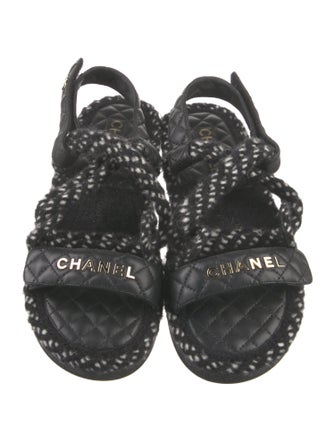 Chanel 2021 Interlocking CC Logo Slingback Sandals
