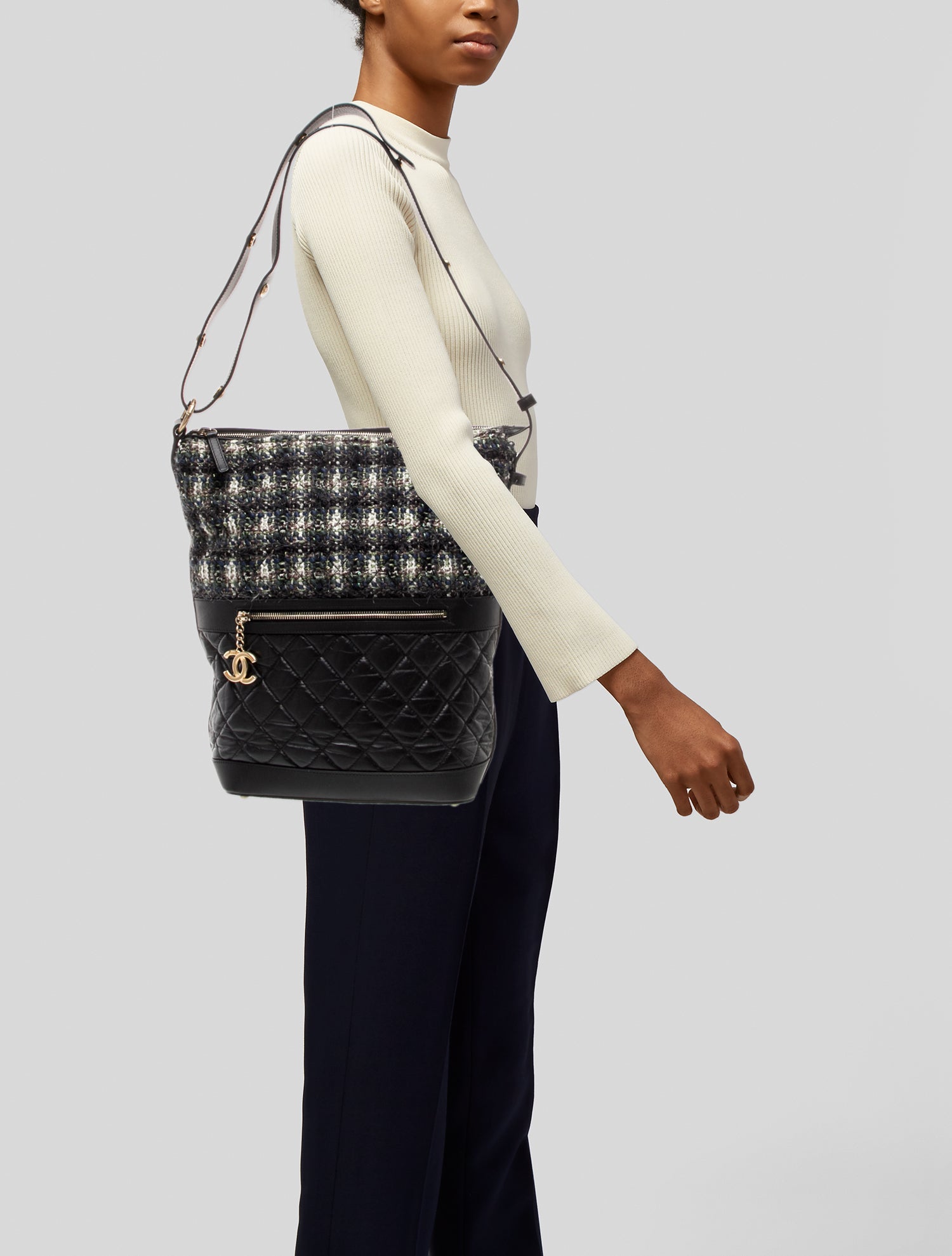 Chanel Quilted Tweed Hobo