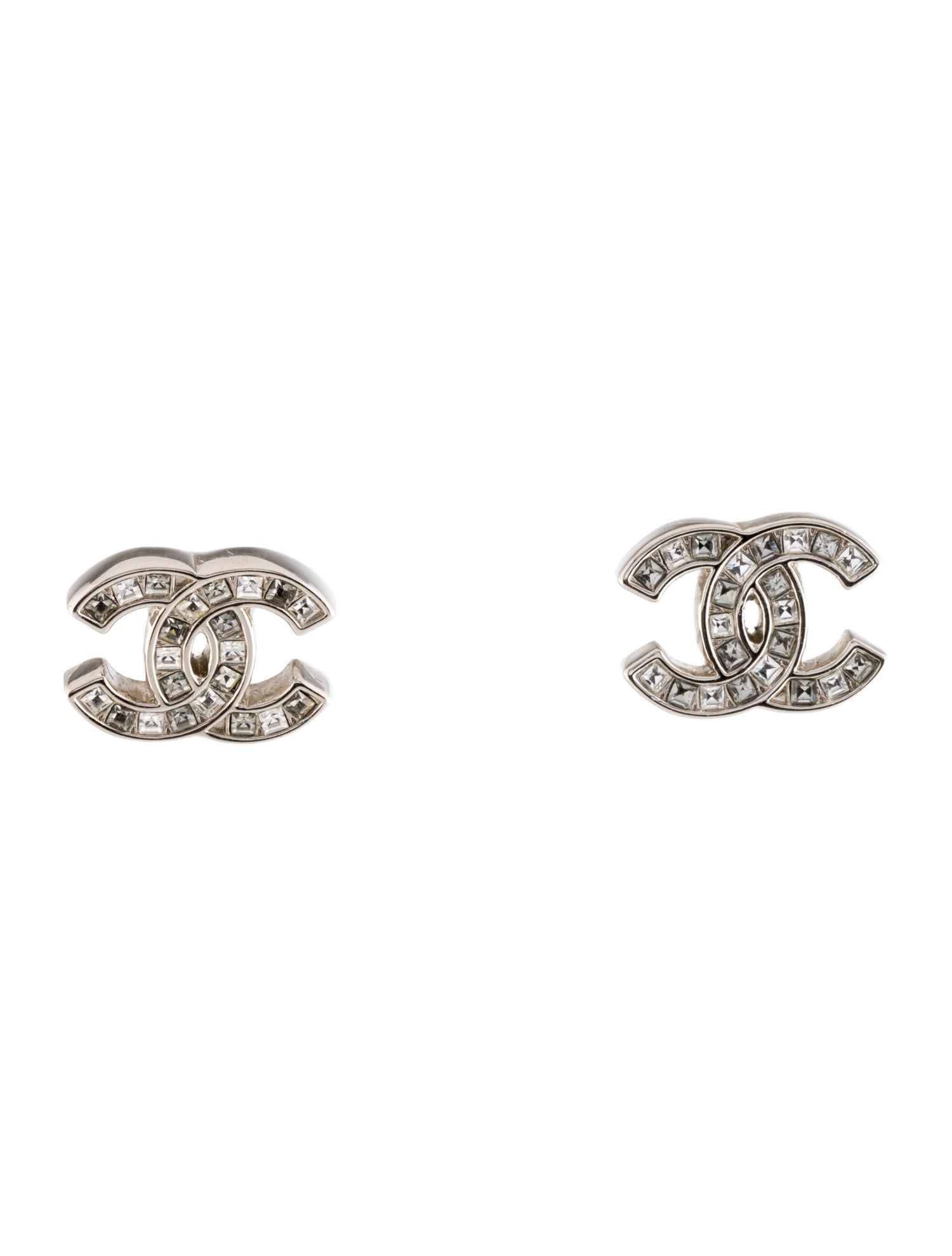 Chanel Strass CC Logo Stud Earrings