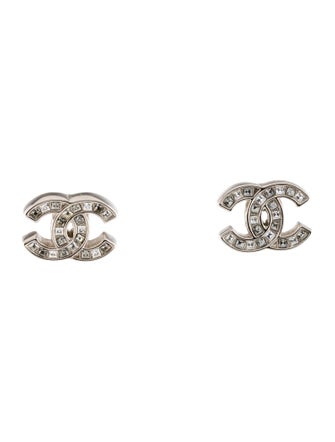 Chanel Strass CC Logo Stud Earrings