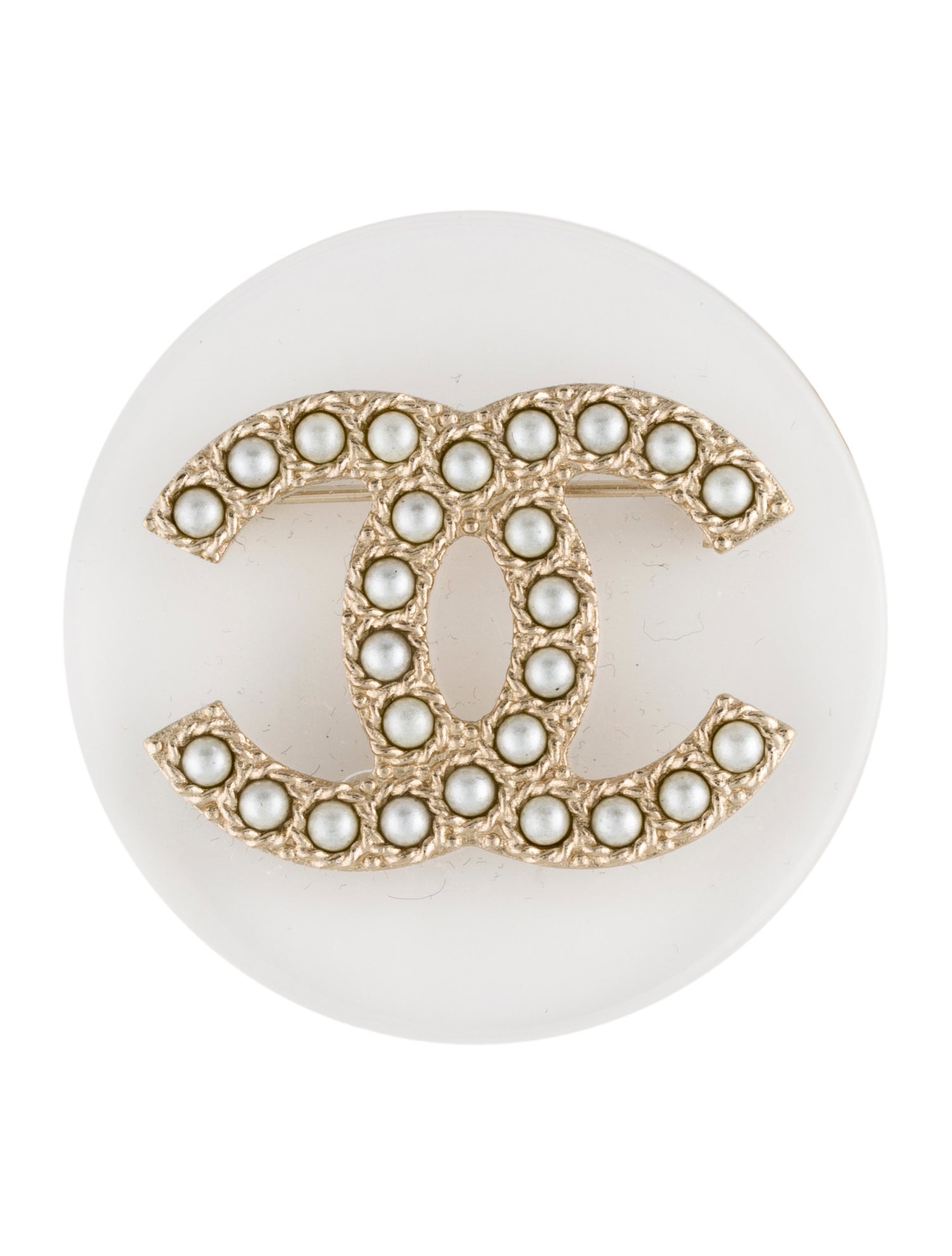 Chanel Faux Pearl & Resin CC Brooch
