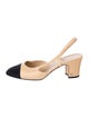 Chanel Interlocking CC Logo Leather Slingback Pumps