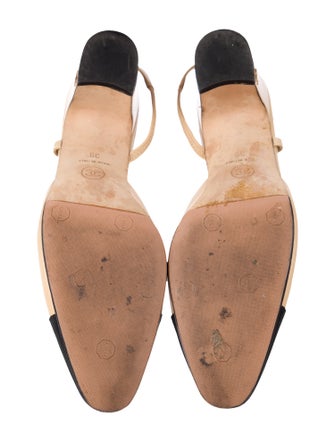 Chanel Interlocking CC Logo Leather Slingback Pumps
