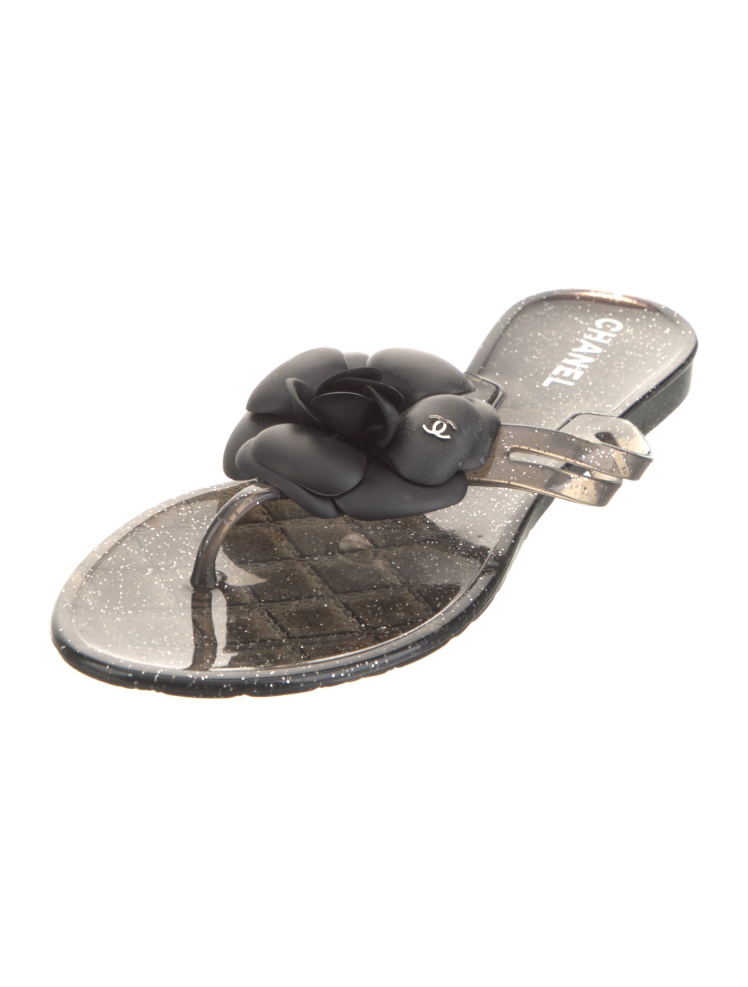 Chanel Interlocking CC Logo Rubber Slides