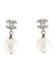 Chanel Strass & Faux Pearl CC Drop Earrings