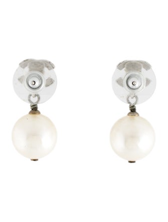 Chanel Strass & Faux Pearl CC Drop Earrings
