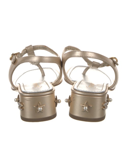 Chanel Interlocking CC Logo Leather T-Strap Sandals