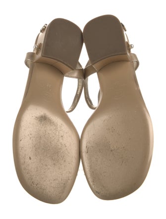 Chanel Interlocking CC Logo Leather T-Strap Sandals