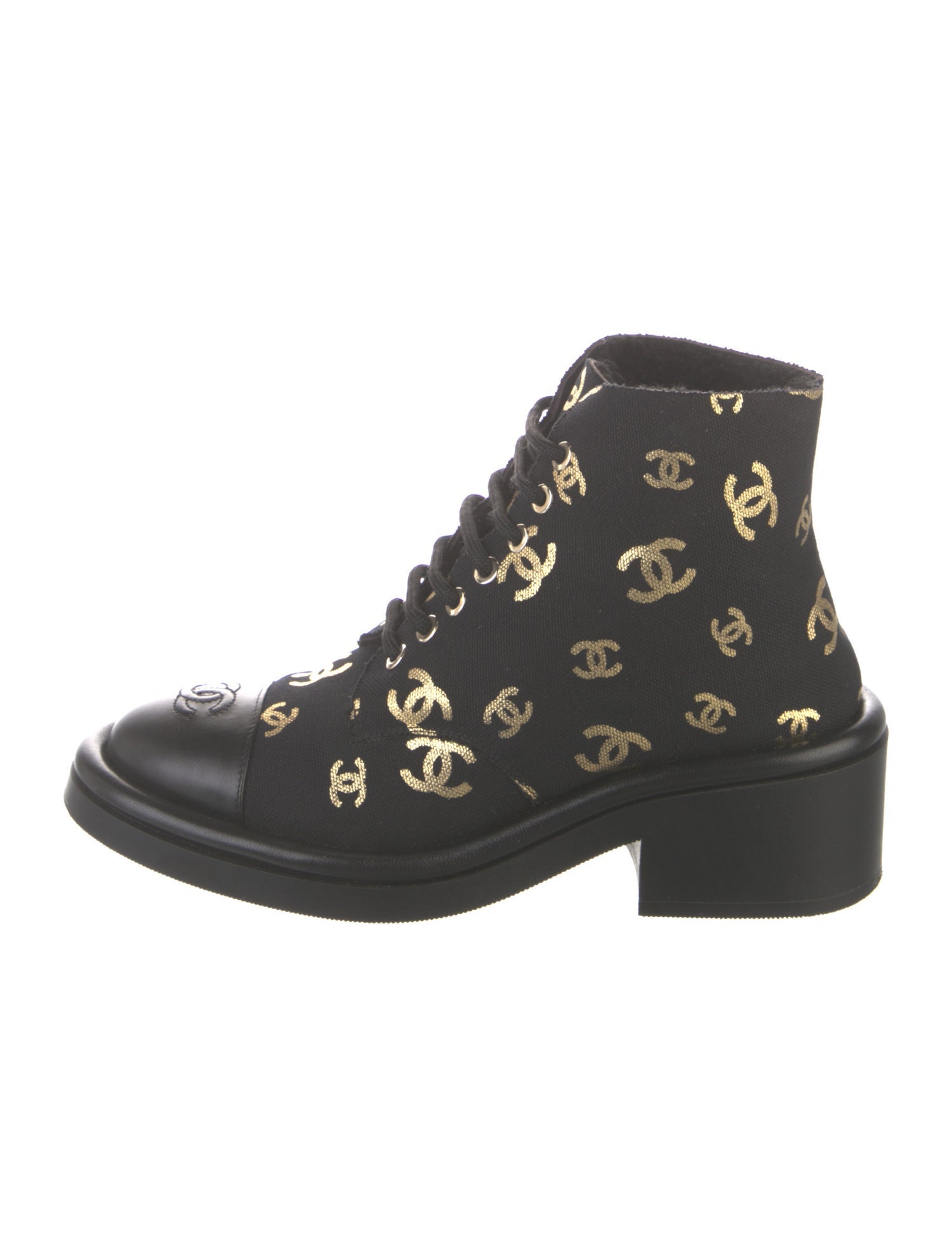 Chanel 2022 Interlocking CC Logo Combat Boots