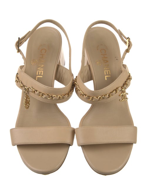 Chanel Interlocking CC Logo Leather Sandals