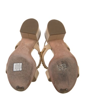 Chanel Interlocking CC Logo Leather Sandals