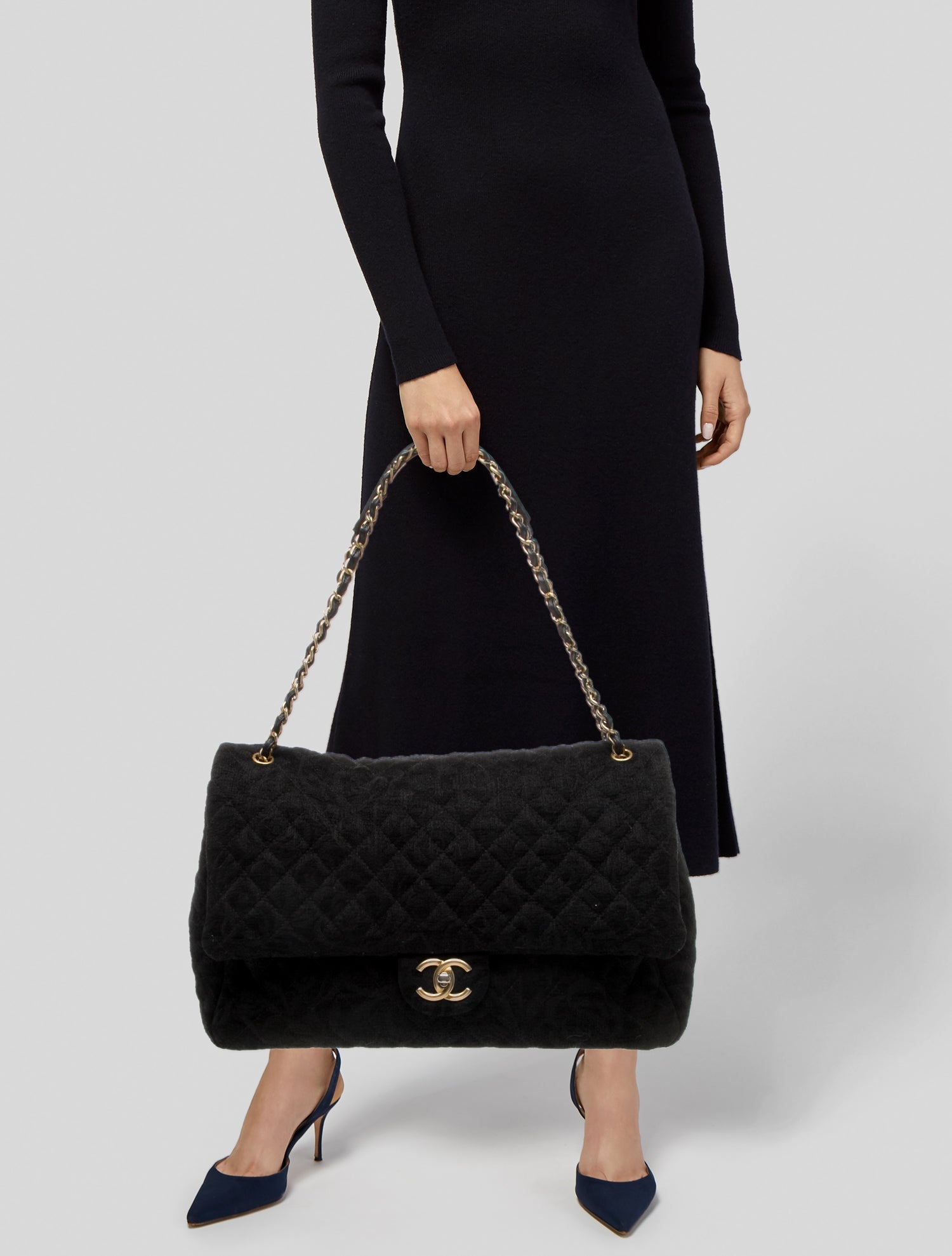 Chanel Denim Camellia XXL Flap Bag