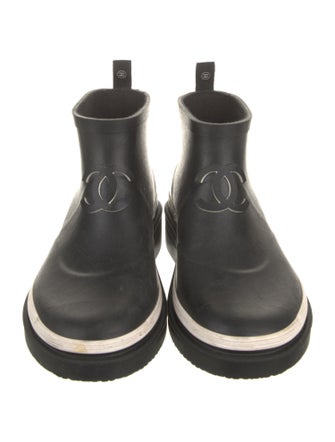 Chanel Interlocking CC Logo Rubber Rain Boots