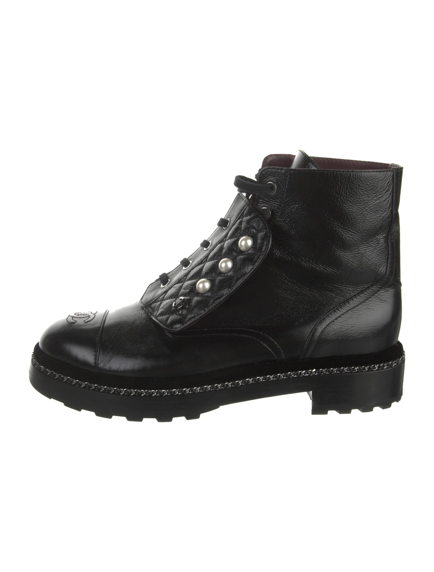 Chanel 2018 Interlocking CC Logo Combat Boots