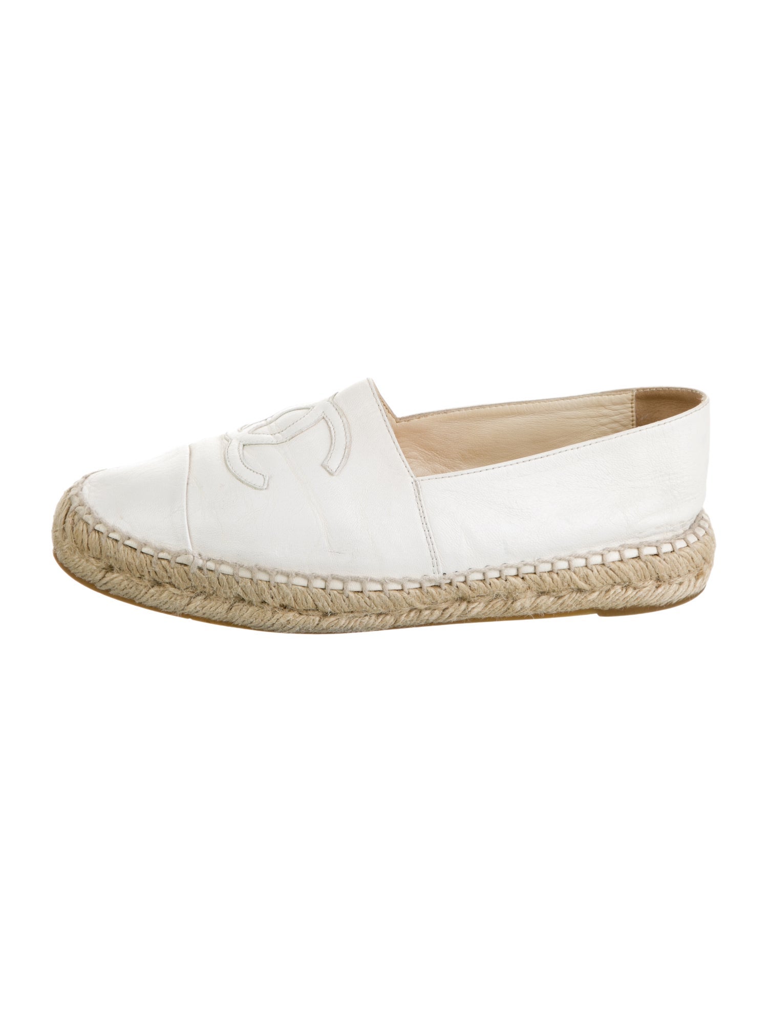 Chanel Interlocking CC Logo Leather Espadrilles
