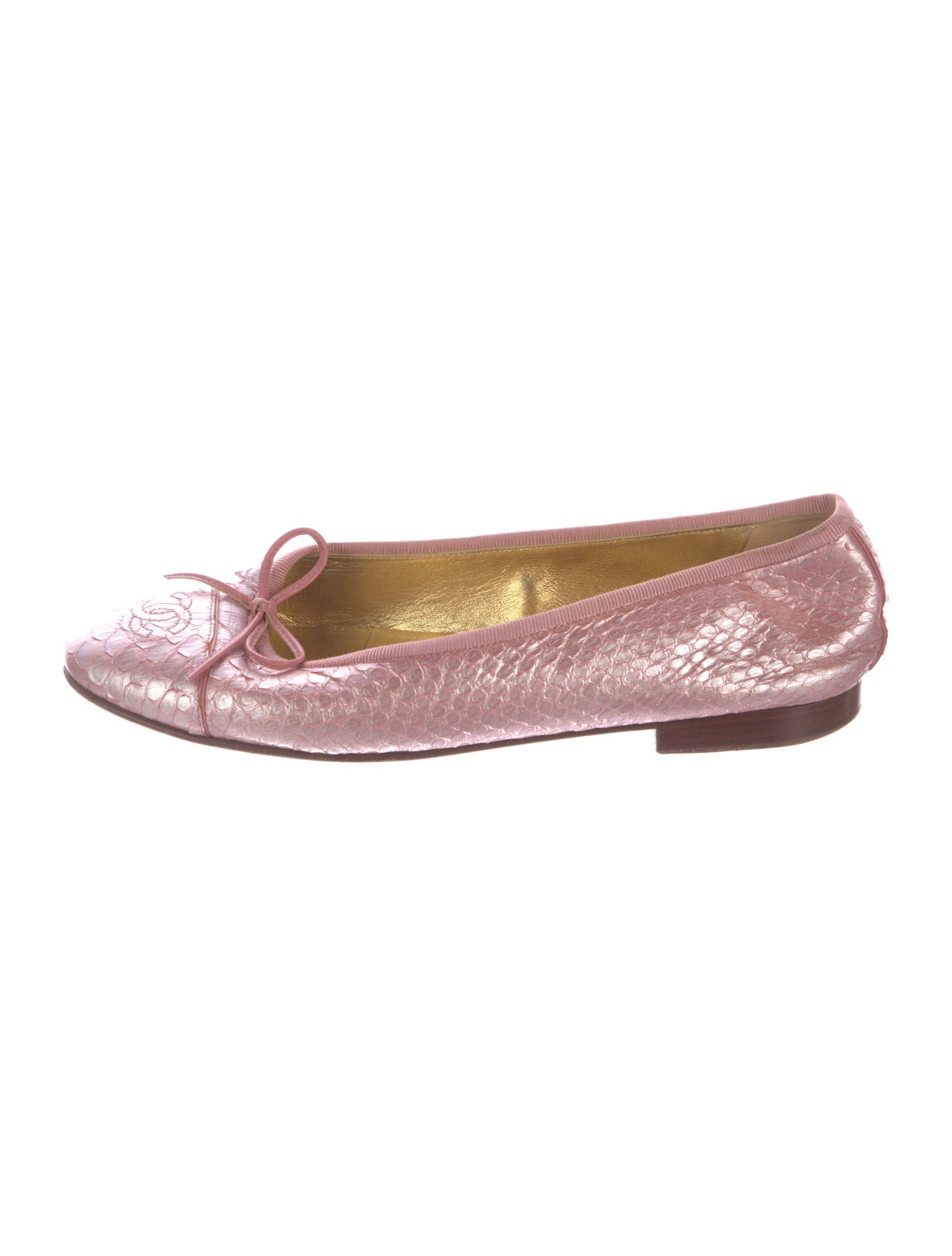 Chanel Interlocking CC Logo Python Ballet Flats